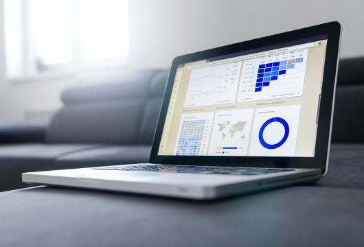 Data analytics tools shown on a laptop screen