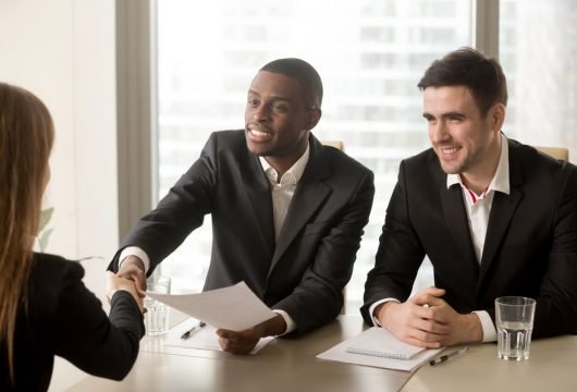 Recruitment team conducting an interview
