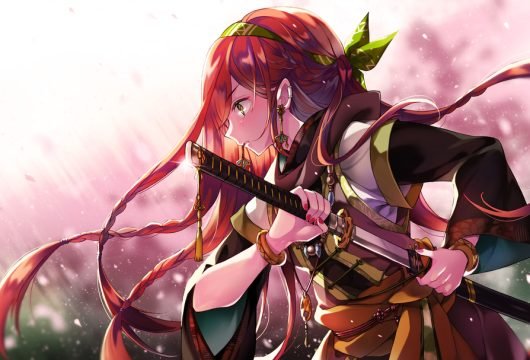 Anime-style illustration of a warrior woman